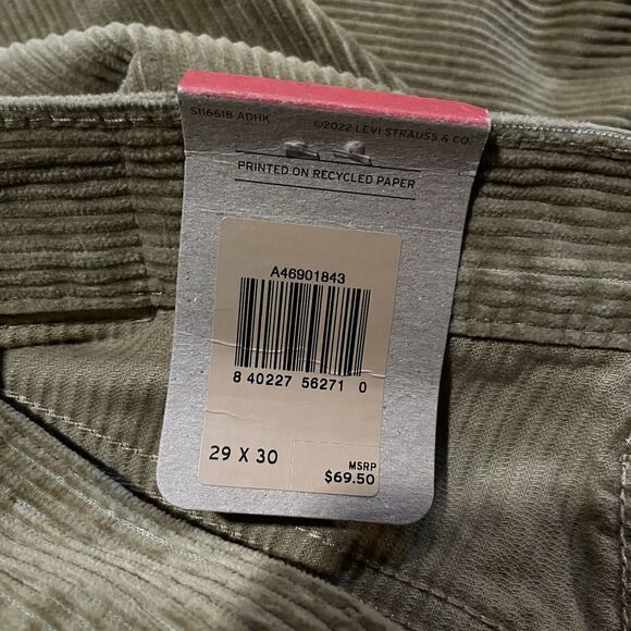 Levis Corduroy Pants 5 Pocket Straight Leg Original Fit Womens 29x30 New - Picture 3 of 11